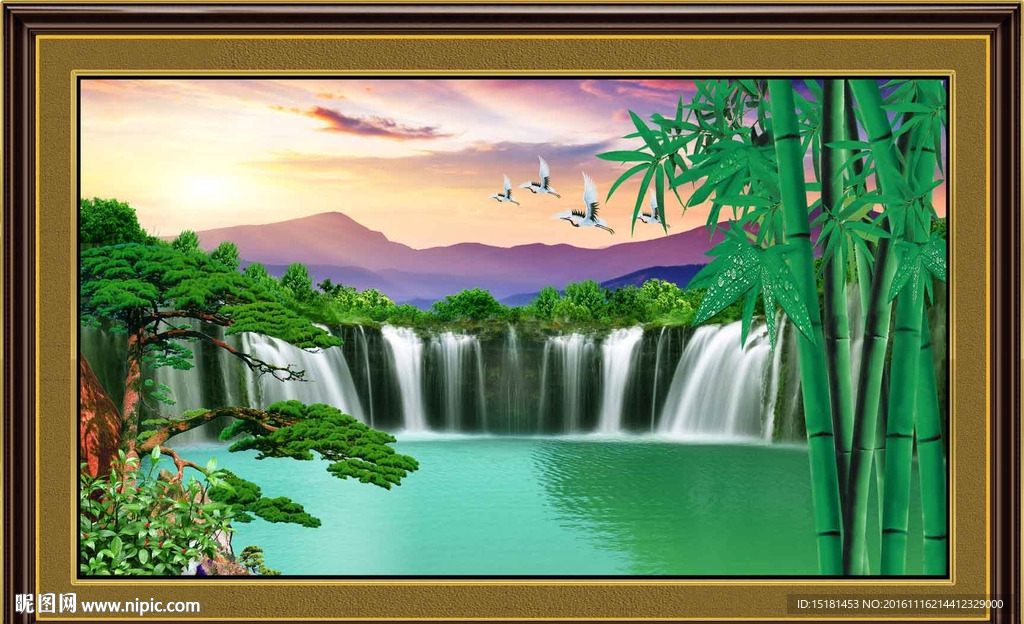 风景山水迎客松