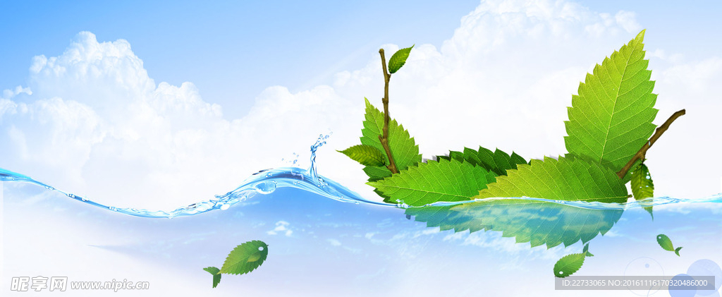 树叶船清新背景banner