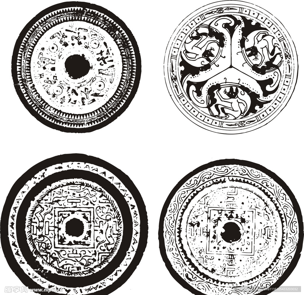 古代圆形花纹