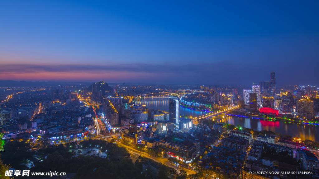 柳州龙城夜景全景