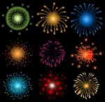 节日烟花礼花夜空矢量素材