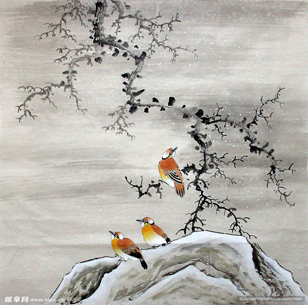 水墨鸟