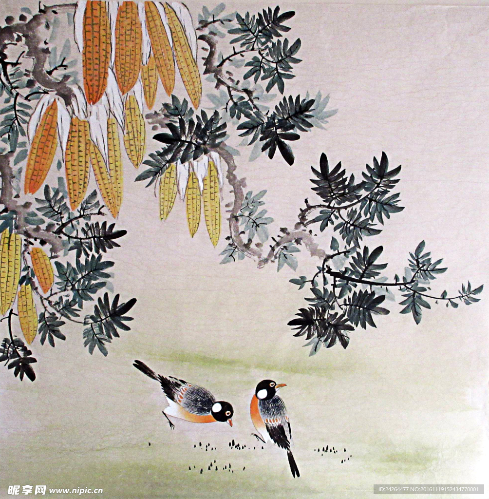 国画水墨花鸟