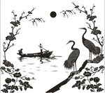 梅花仙鹤矢量图