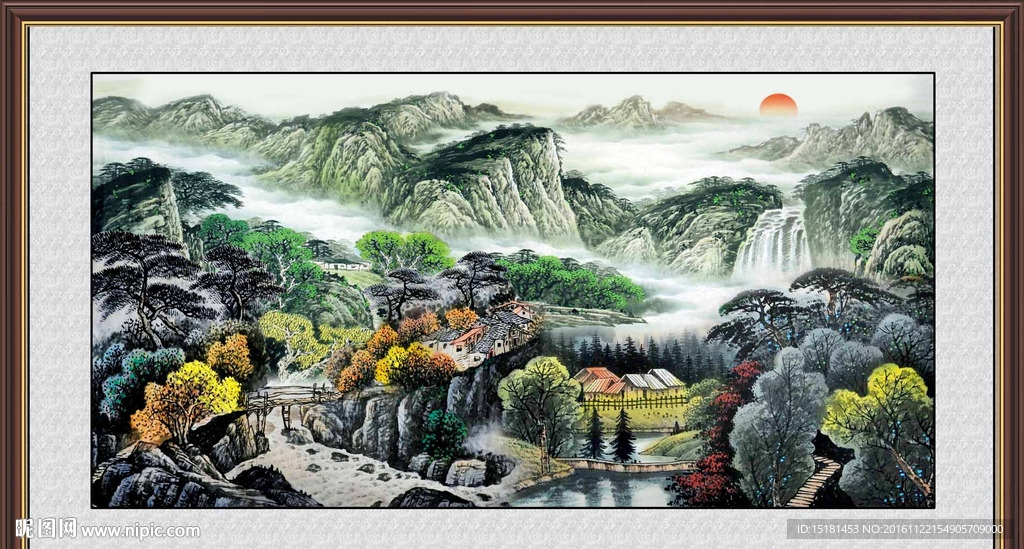 山水国画 旭日