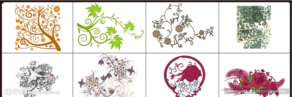 矢量图 插画 雕刻 素描 花纹