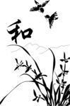 水墨兰花矢量图