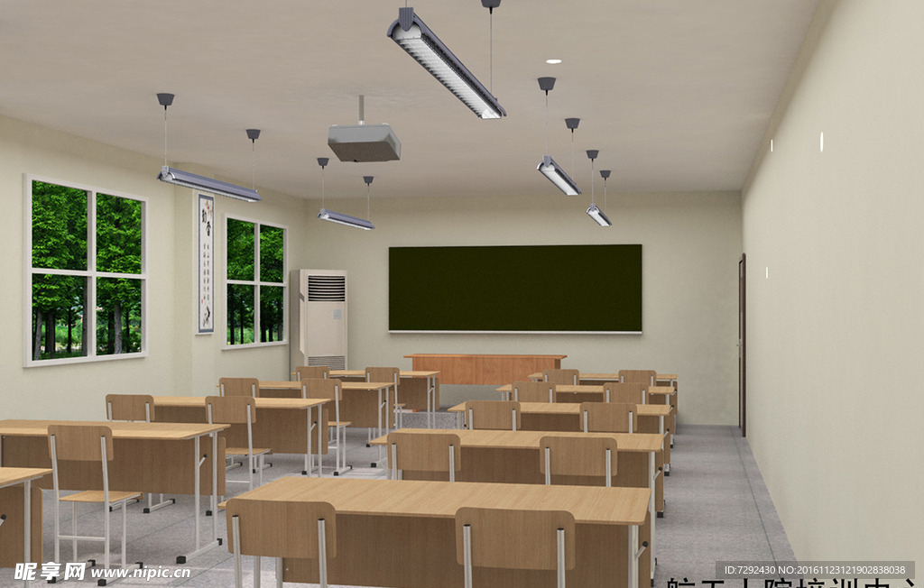 多媒体教室室内装修设计3D模型（无贴图）