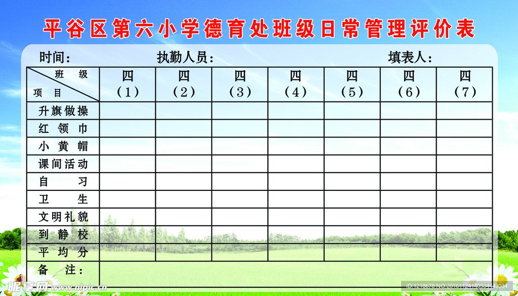 管理评价表