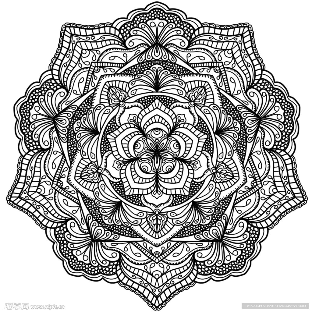 白描花纹