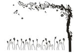 蝴蝶花藤矢量图