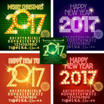 2017镶钻石字体字母新年圣诞