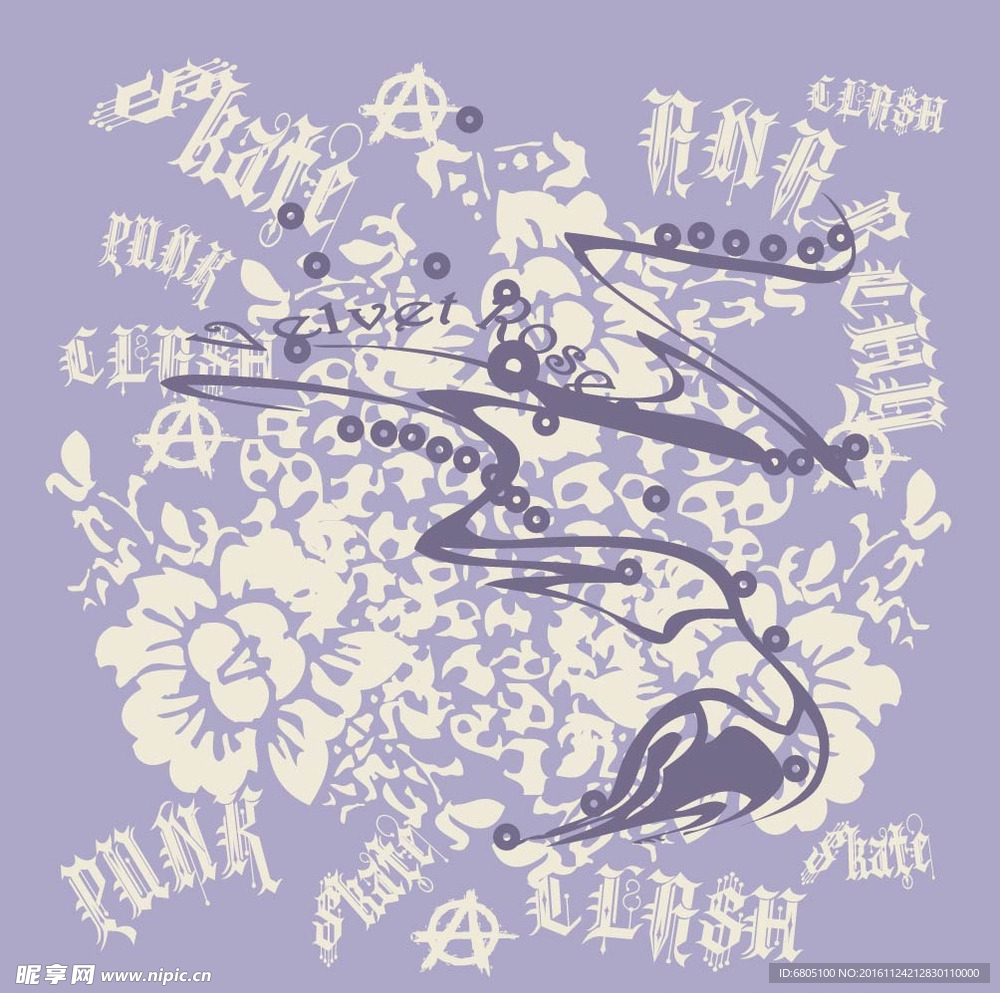 抽象花朵字母素材