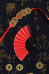 铜钱纸扇中国风元素组合