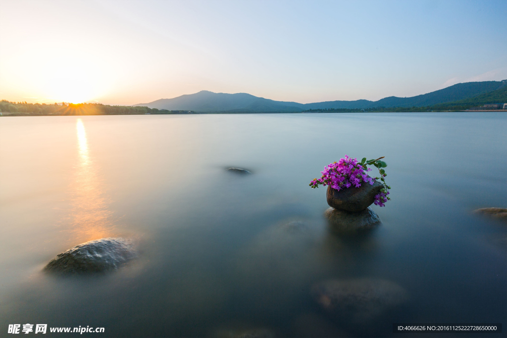 朝霞潘阳湖风景