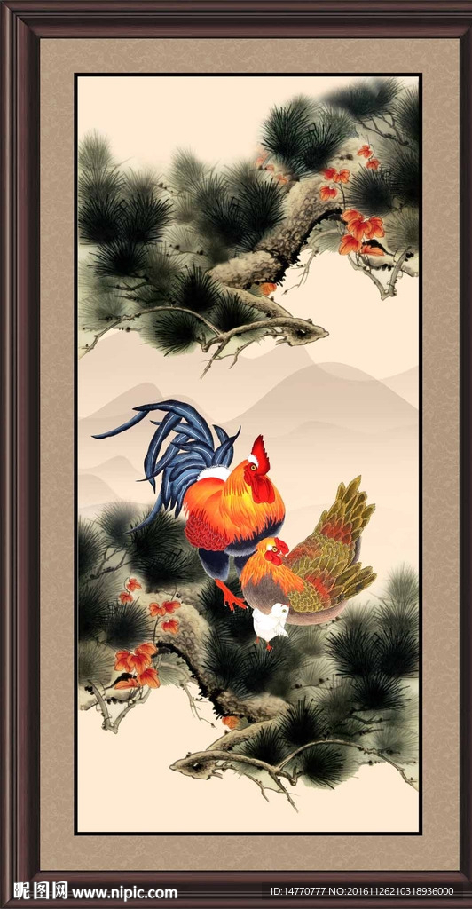 水墨画 公鸡