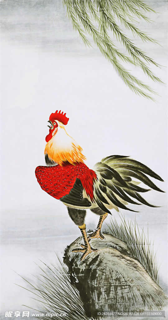 工笔鸡