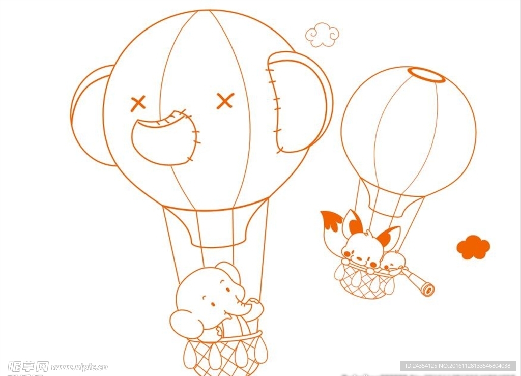硅藻泥花纹 大象坐热气球