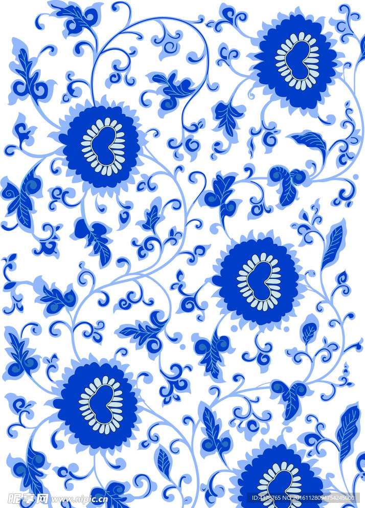 矢量青花素材