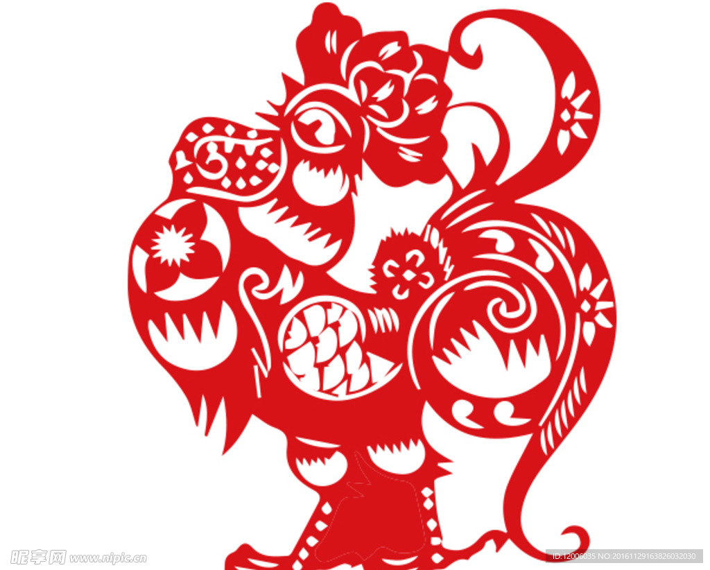 新春十二生肖中国剪纸摆拍