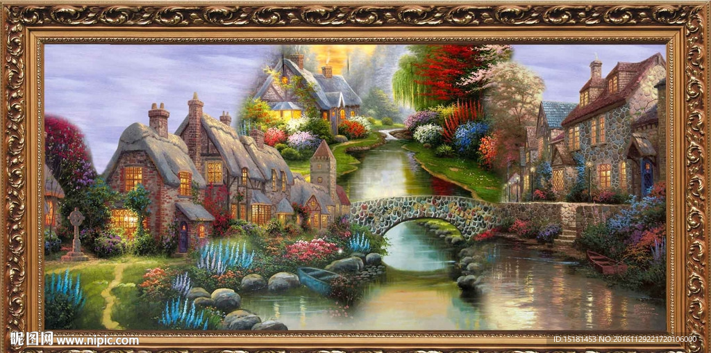风景聚宝盆油画