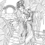 古装美女的填色图片