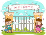 卡通学校小学生素材