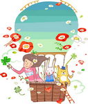 天空热气球中的美女