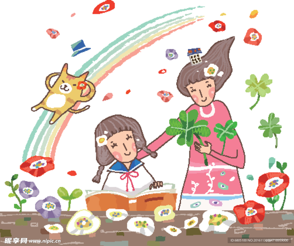 美女花朵素材