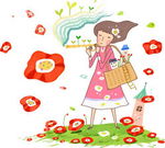 美女花朵素材