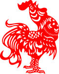 红色公鸡剪纸
