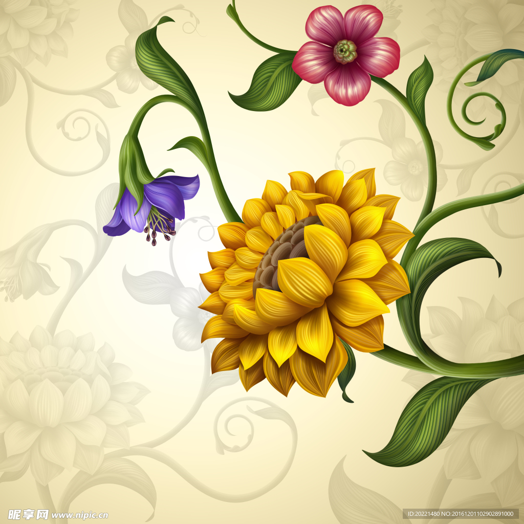 彩绘花卉