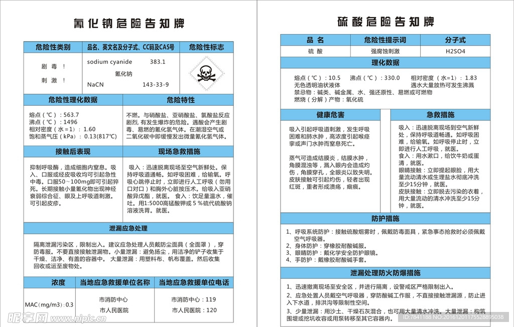 氰化钠 硫酸 危险告知牌