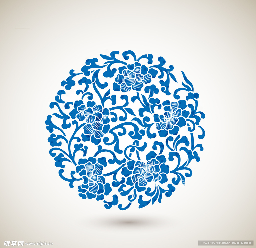 经典青花图形矢量背景素材