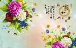 家和万事兴牡丹玫玉雕电视背景墙
