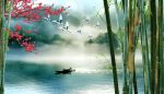 山水风景画PSD分层模板下载