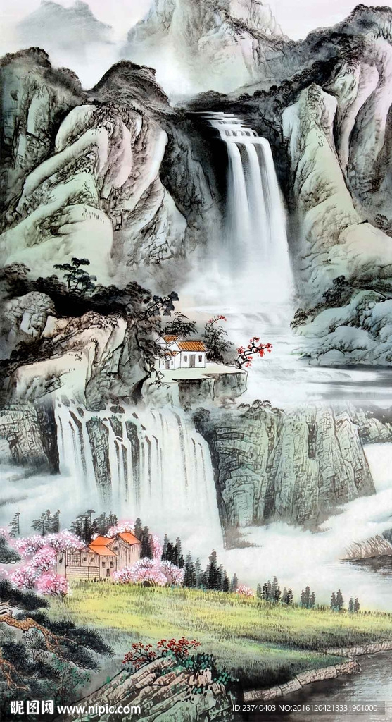 山水国画玄关