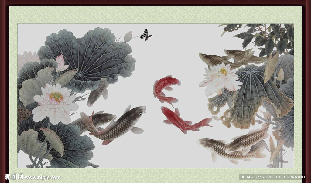 荷花鲤鱼图