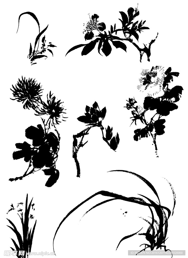 水墨花草