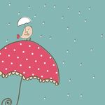 卡通雨伞小鸟素材