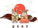 卡通古典小兔素材