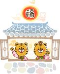 古典城楼老虎素材