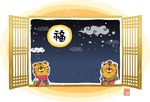 月色下的老虎素材