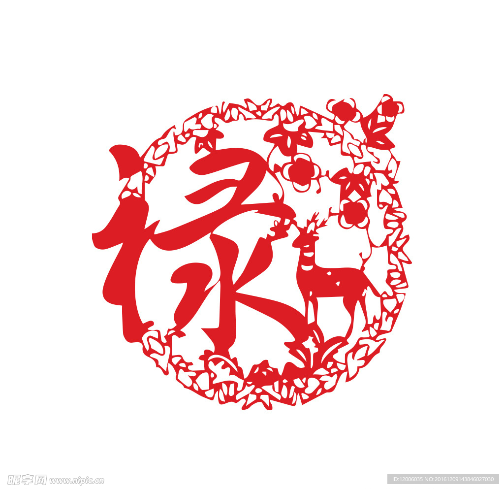 花边禄字剪纸