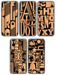 潮木纹黑英文字母手机壳图案素材