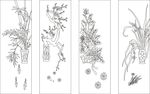 移门 线条 刻绘 矢量图 梅兰