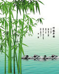 竹子移门素材玄关画