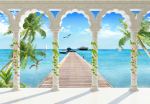 唯美大海风景3D立体电视背景墙