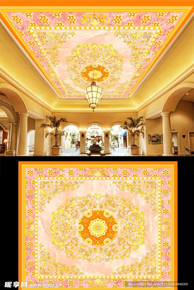 欧式花纹地毯集成天花吊顶背景墙