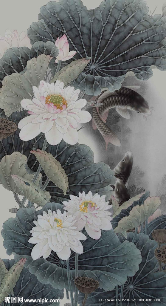 水墨荷花玄关